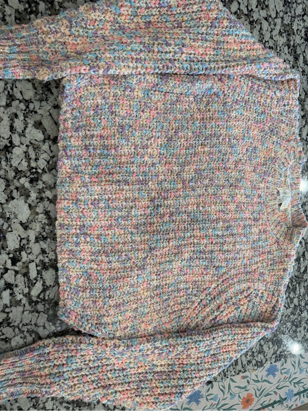 June & Ivy’s Francesca’s Pastel Confetti Metallic Lurex Chunky Sweater Medium